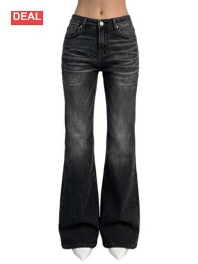 Women's Flare Bell Bottom Jeans Wide Leg Stretchy Denim Pants